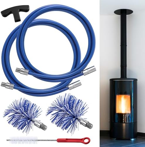 Pellet Stove Cleaning Brush Kit, 20FT Flexible Steel Rod by Dreyoo