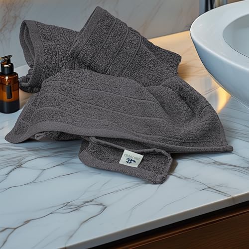 Tens Towels 6 Piece Hand Towels Set 16 x 28 Inches, Dark Grey - Image 3