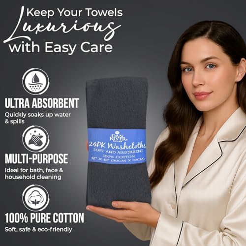 DAN RIVER 24 Pack Cotton Wash Cloths Set - Image 4