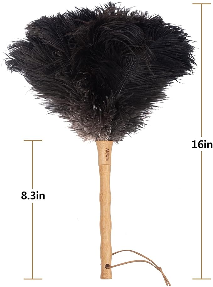 Aldwin Ostrich Feather Dusters for Cleaning, 16 inch Black | Genuine Ostrich - Image 2
