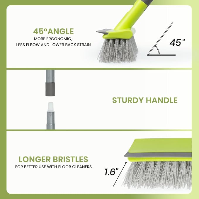 Floor Scrub Brush with 57" Long Handle, 2 in 1 Scrape and Deck Brush Floor - Image 3