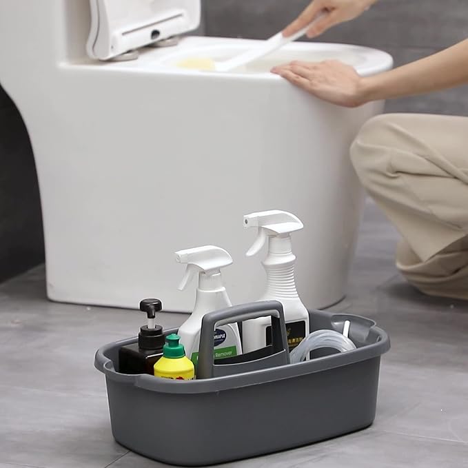 JiatuA Large Cleaning Supplies Caddy Portable Shower Caddy Basket Dark Gray - Image 6