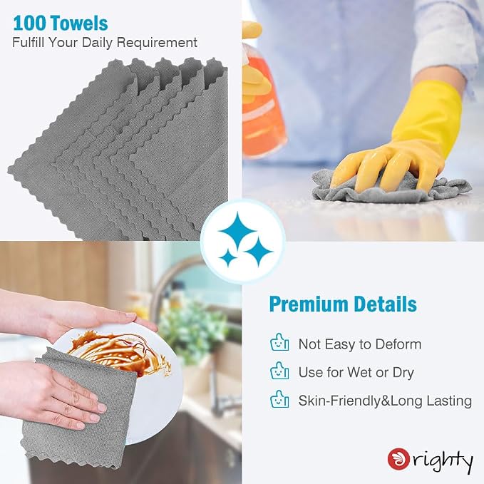 Orighty Microfiber Cleaning Cloth Bulk, 100 Pack, 11.5x11.5 inch, Soft Highly - Image 5