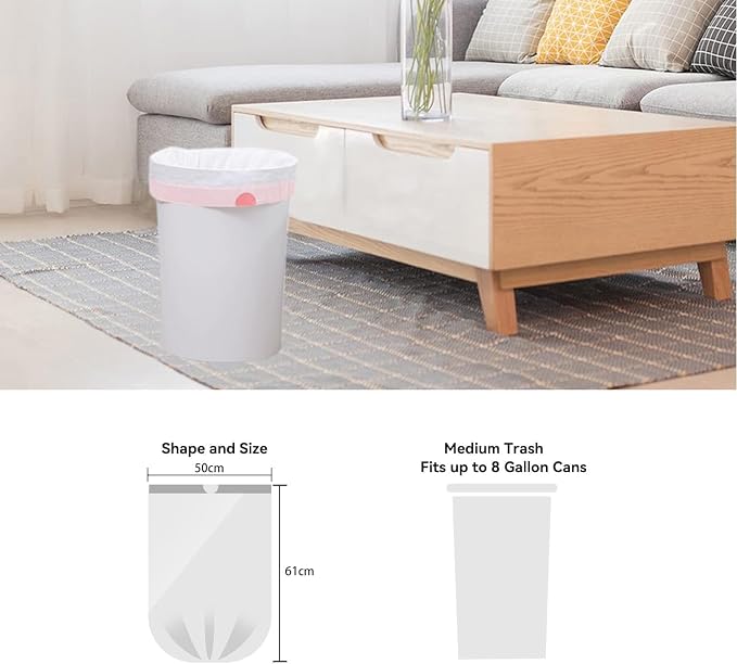 WAIKAS 5 Gallon Trash Bags Drawstring, Small Garbage Bags - Image 2
