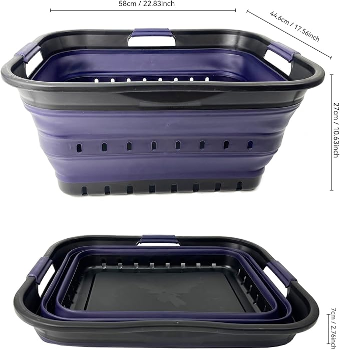 SAMMART 42 Collapsible Plastic Laundry Basket, Foldable Pop Up Storage - Image 9
