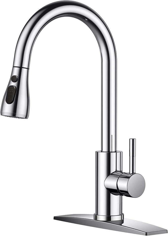 FORIOUS Kitchen Faucets with Pull Down Sprayer, Stainless Steel, Chrome | by FORIOUS