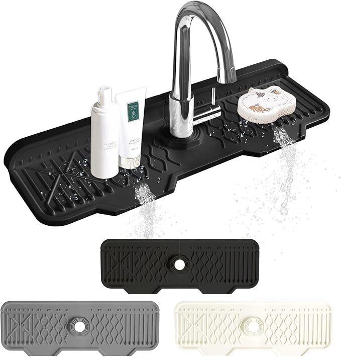 Kitchen Sink Accessories -17" x 6'' Sink Splash Guard, Silicone Sink Mat Splash by EBIGIC