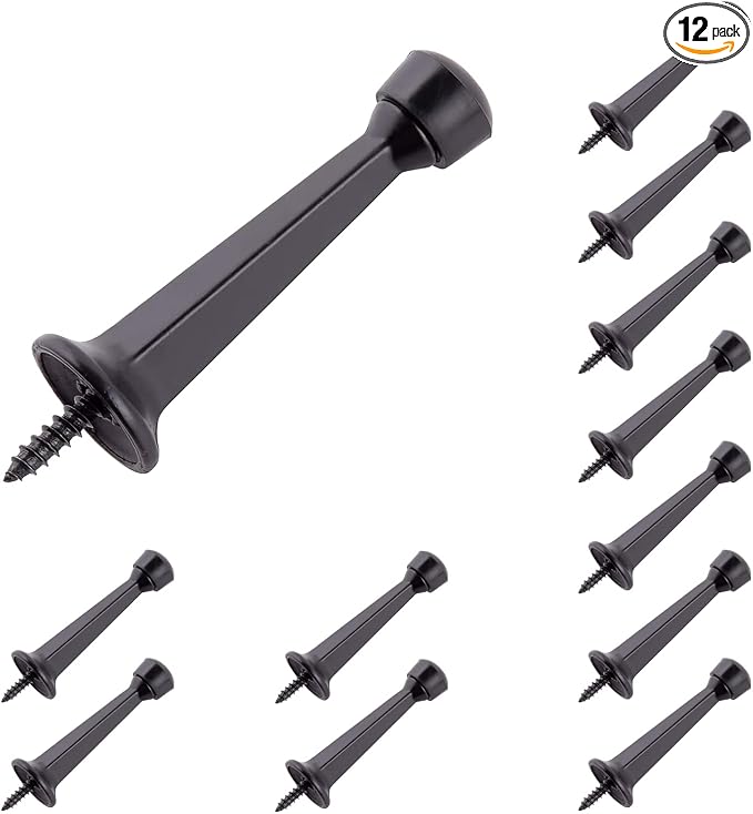 HOME MASTER HARDWARE 3" Heavy Duty Solid Door Stop, 12 Pack, Matte Black | Wall by HOME+MASTER+HARDWARE
