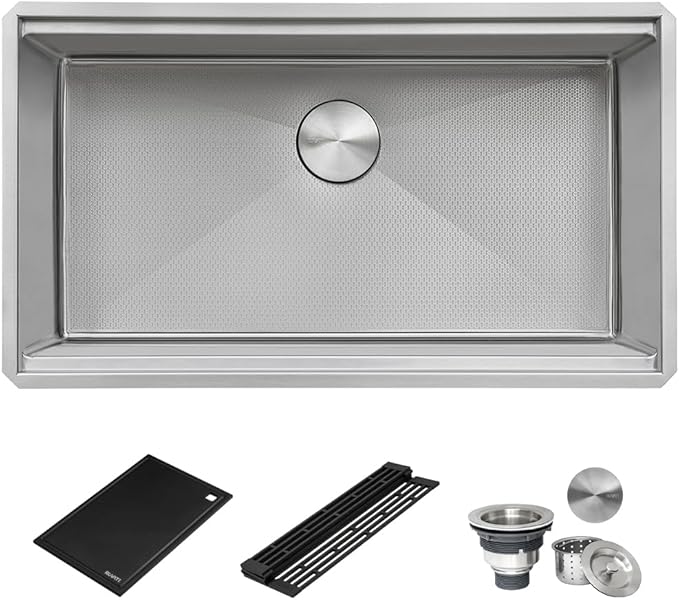 Ruvati Hex Bottom 30-inch Workstation Scratch Resistant Embossed Texture Kitchen Sink Stainless Steel - RVH8630
