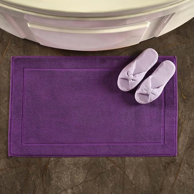 Hawmam Linen Purple Bath Mats, 21 x 34 inches, Banded Design, Highly Absorbent - Image 4