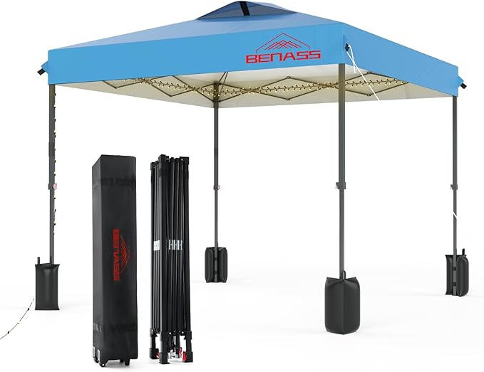 10x10 Pop Up Canopy, Easy Up Canopy Tent, Heavy Duty Tents for Parties, One Person Set Up Event Tent, Turquoise