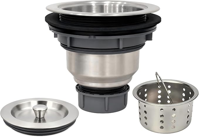 Kitchen Sink Drain Assembly Kit, 3-1/2 Inch Brushed 304 Stainless Steel Basket by LYNNADO