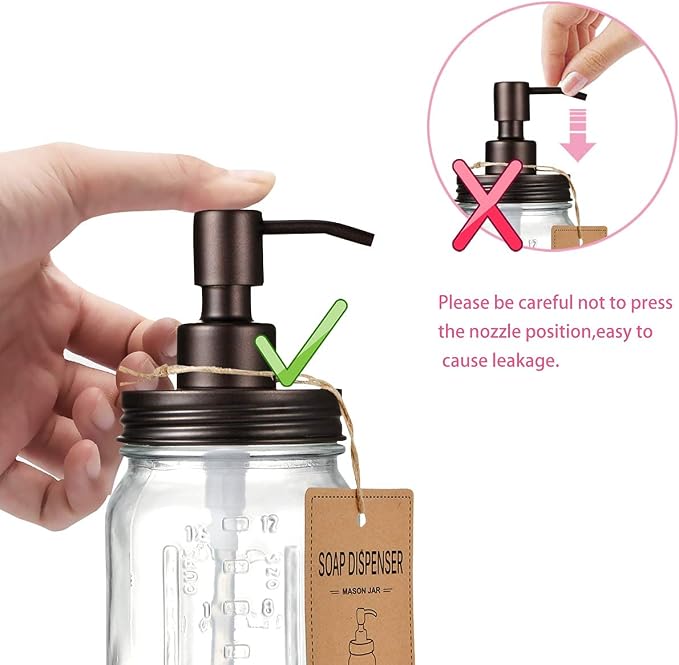 Amolliar Mason Jar Liquid Soap Dispenser, Lotion Dispenser | Rustproof - Image 6
