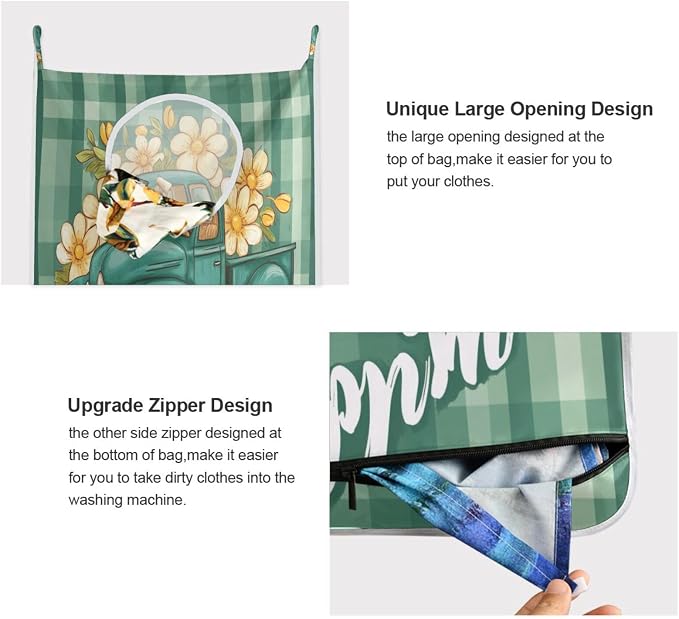 2PCS Hanging Laundry Hamper Bag Over the Door Laundry Hamper Wall Hamper Large - Image 4