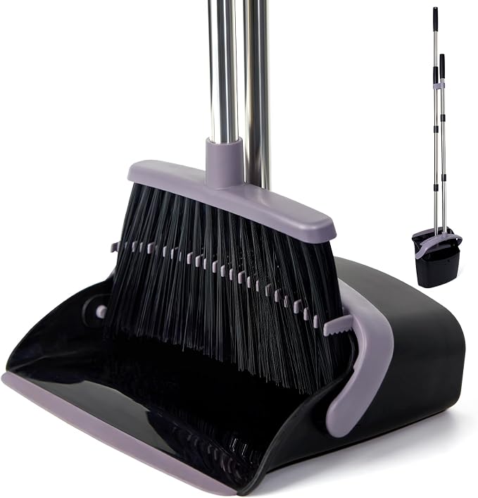 Broom and Dustpan Combo Set, Charcoal | Heavy Dust, Dustpans by XXFLOWER