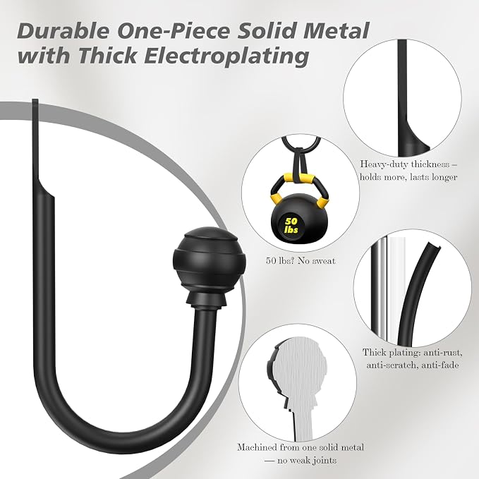 Hion Curtain Holdbacks Black 6pcs, Curtain Tiebacks Wall Mounted Hooks | - Image 3