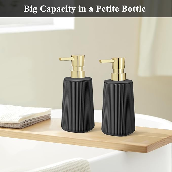 Black and Gold 2 Pack Hand Soap Dispensers Set | - Image 3