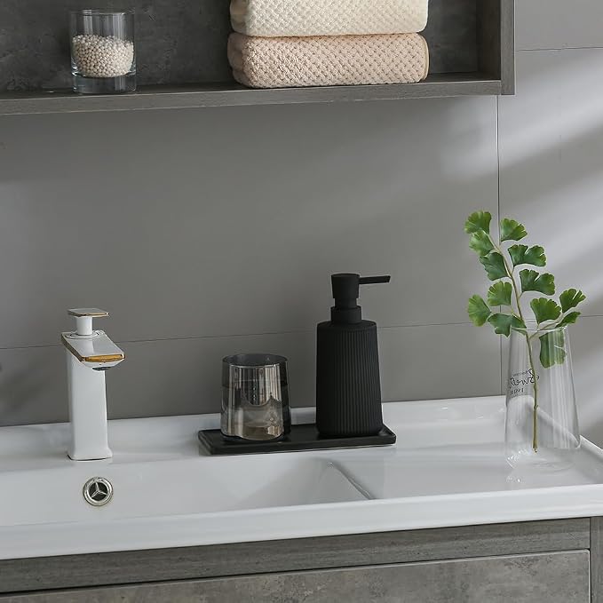 YAUKPH Small Soap Dispenser for Bathroom and Kitchen Matte Black | Modern - Image 4