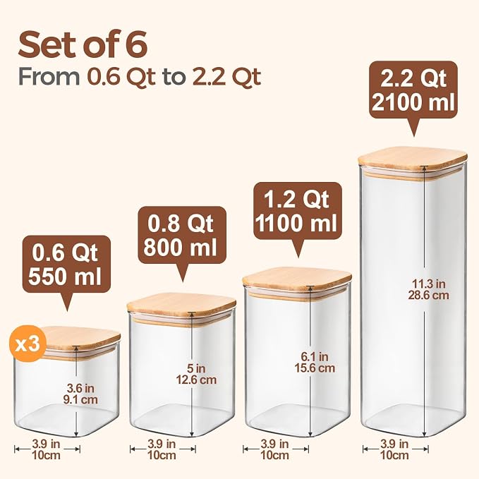 ComSaf Glass Storage Containers Set of 6 - Image 2