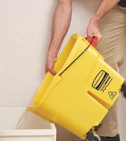 HealSmart 28-Quart Commercial Mop Bucket with Side-Press Wringer & Wheels – Multi-Functional Storage, High Efficiency Dehydration, Anti-Splash Design for Floor Cleaning in Offices, Malls, Yellow