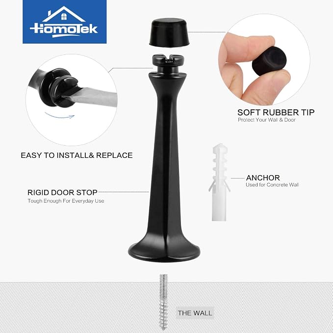 HOMOTEK 12 Pack Heavy Duty Solid Rigid Door Stop - Image 2