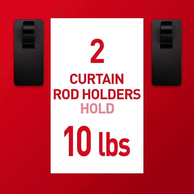 Command Medium Black Curtain Rod Hooks, 2 Hooks, 4 Strips | No Drilling Home - Image 5