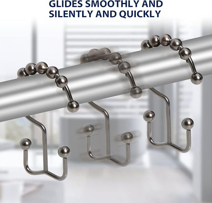 Gidse Shower Curtain Hooks, Sturdy Stainless Steel Double Sided Shower Hooks - Image 5