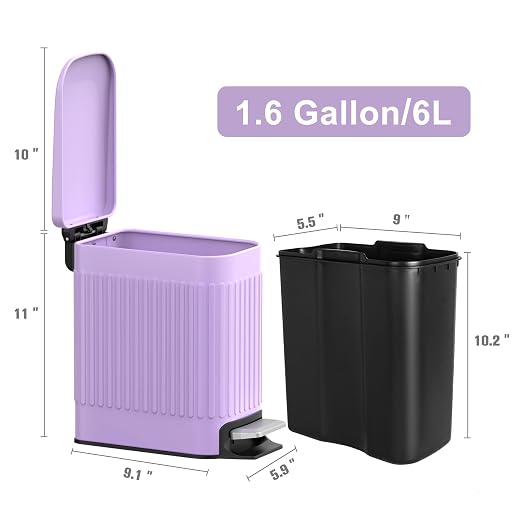 TrashAid 1.6Gal Slim Bathroom Trash Can - Image 8