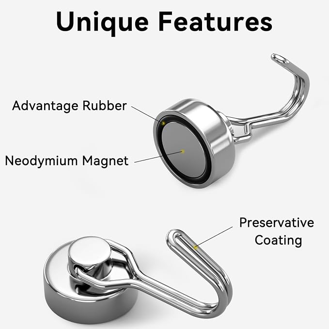Tohoer Magnetic Hooks, Neodymium Magnet Hook Heavy Duty 30LBS - Image 2