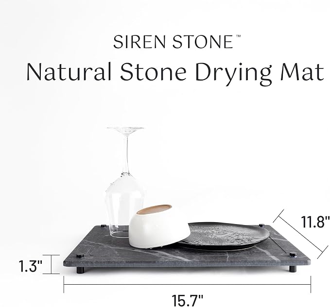 Natural Stone Dish Drying Mat 15.7" x 11.8", Slate Color - Image 2