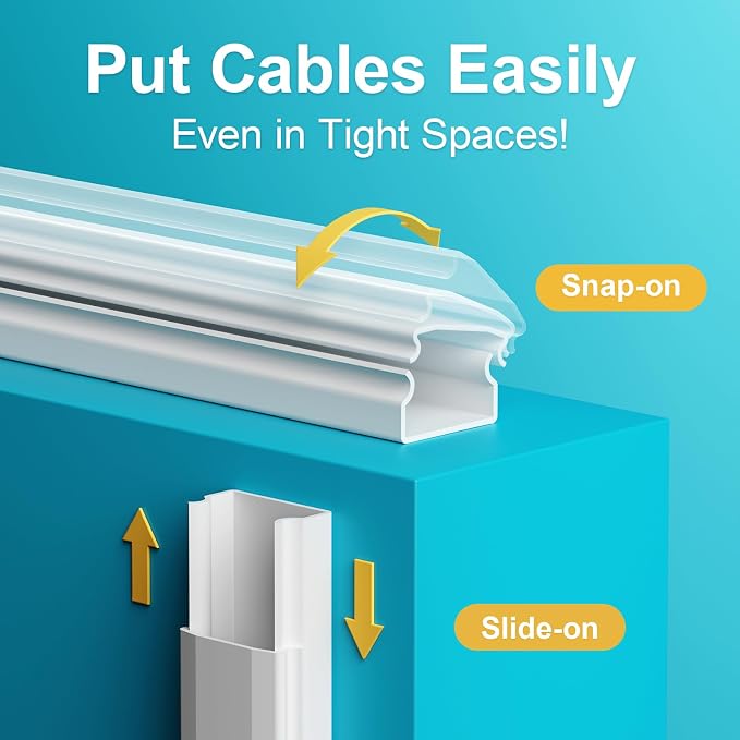 Yecaye 42in Cord Covers for Wall Mounted TV, W0.98in H0.51in, Cable Management - Image 8