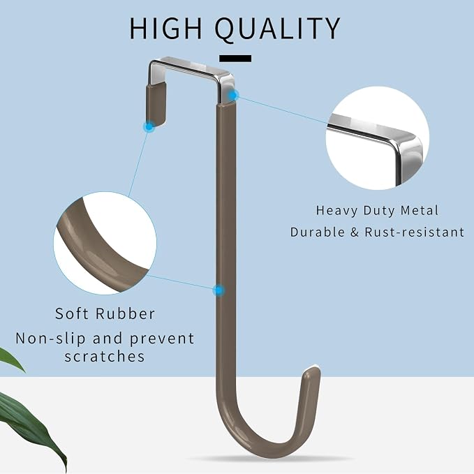 FYY Over the Door Hooks, Single-Hanger 4 Pack, Fits Doors 1.6" Brown | Heavy - Image 3