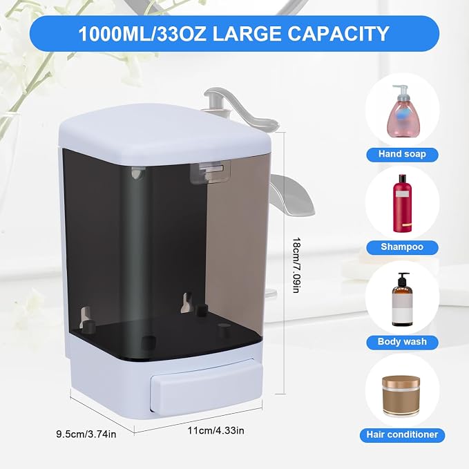 Soap Dispenser Wall Mount, 33.8oz/1000ml Commercial Hand Soap Dispenser - Image 3