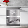 Stainless Steel Design Tree Painting Magnet Dishwasher Cover Sticker,Kitchen Decor Refrigerator Magnets Decorative Fridge Magnetic Decal Vinyl Panel 23Wx26H inch