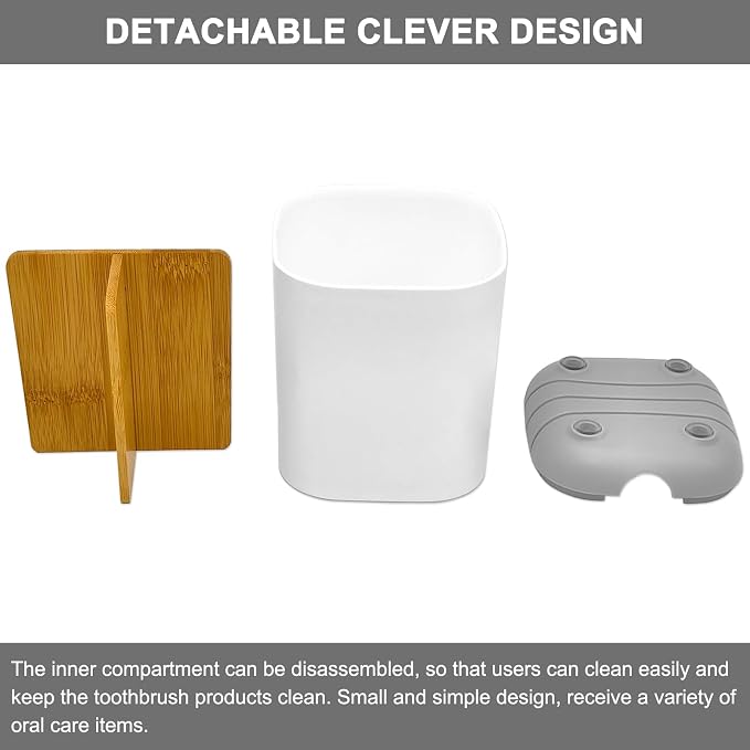 Toothbrush Holder with Bamboo Divider, Detachable - Image 3