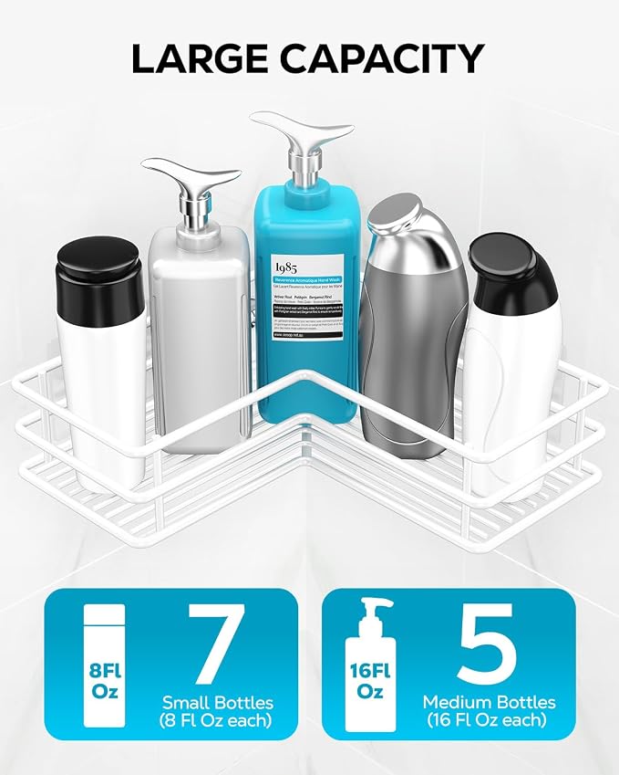 Nieifi Corner Shower Shelves, Adhesive Shower Caddy, Bathroom Organization - Image 4