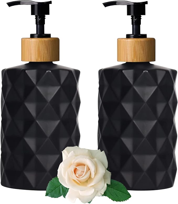 YYTSGG Black Glass Soap Dispenser Set by YYTSGG
