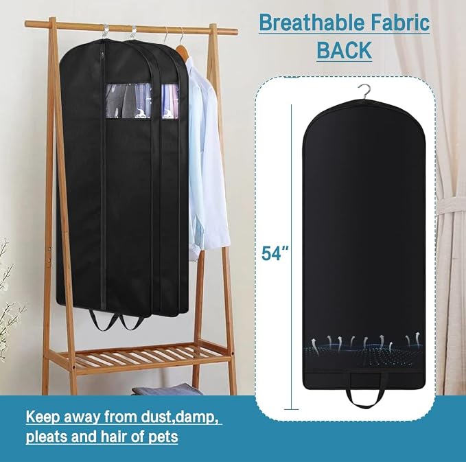 KIMBORA 54" Suit Bags for Closet Storage and Travel, Gusseted Hanging Garment - Image 5