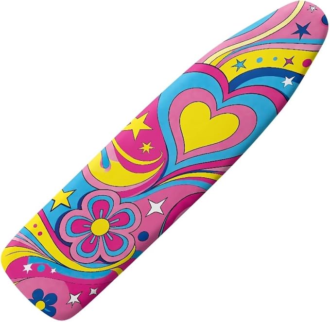 Hippie Floral Love Print Ironing Board Cover Hook & Loop Elastic Edge Easy to by PJHEQOXE