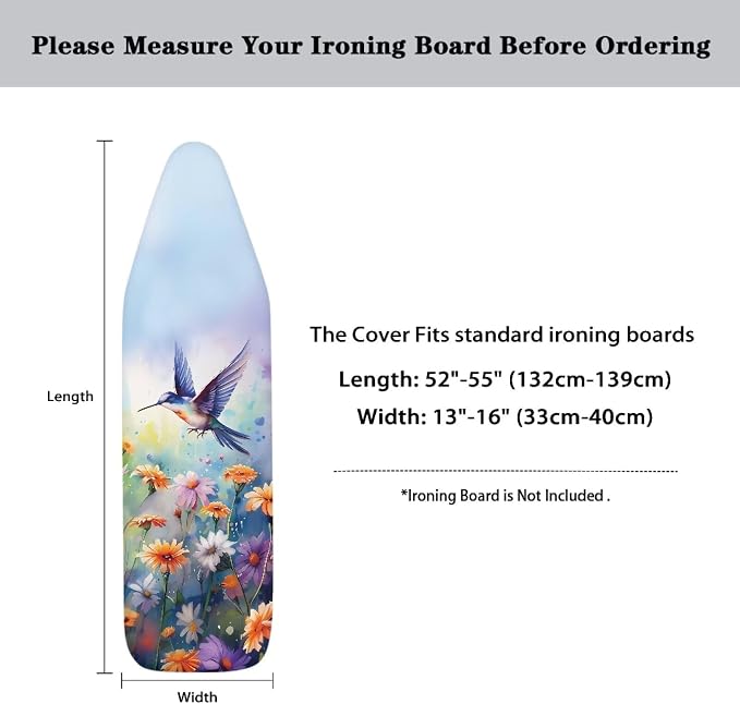 Floral Bird Ironing Board Pad, Extra Thick Heavy Duty Padded - Image 6