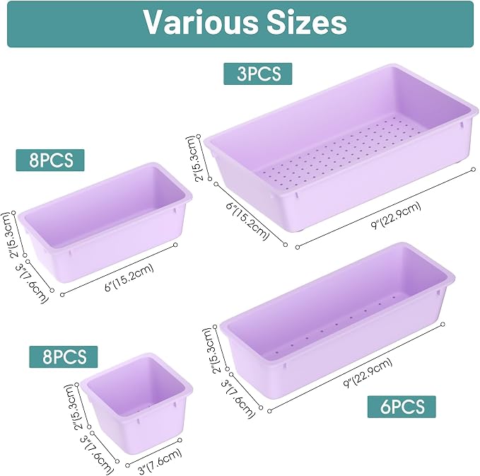 25 PCS Plastic Drawer Organizer Set, Makeup Organizers and Storage Bins | 4 - Image 2
