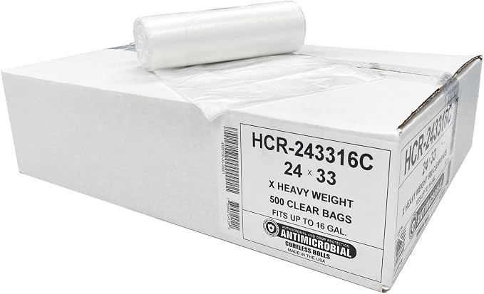 Aluf Plastics 12-16 Gal Clear Trash Bags, 16 Micron - Image 2