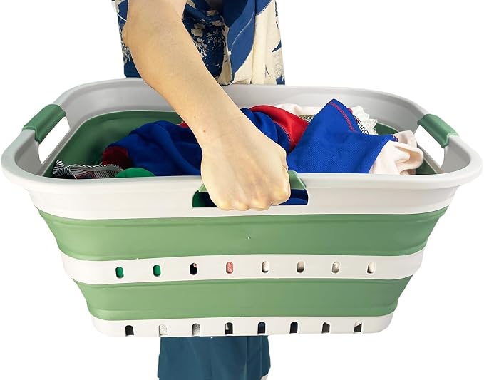 SAMMART 42 Collapsible Plastic Laundry Basket, Foldable Pop Up Storage - Image 7