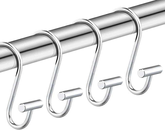 Silver Shower Curtain Hooks, Rust Proof Shower Curtain Rings by CHICTIE