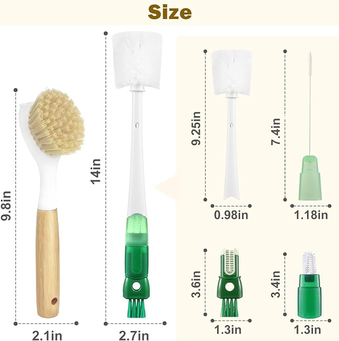 XYFuuee 5 Pack Bottle Brush Set, 5 in 1 Water Bottle Cleaning Brush, Long - Image 7