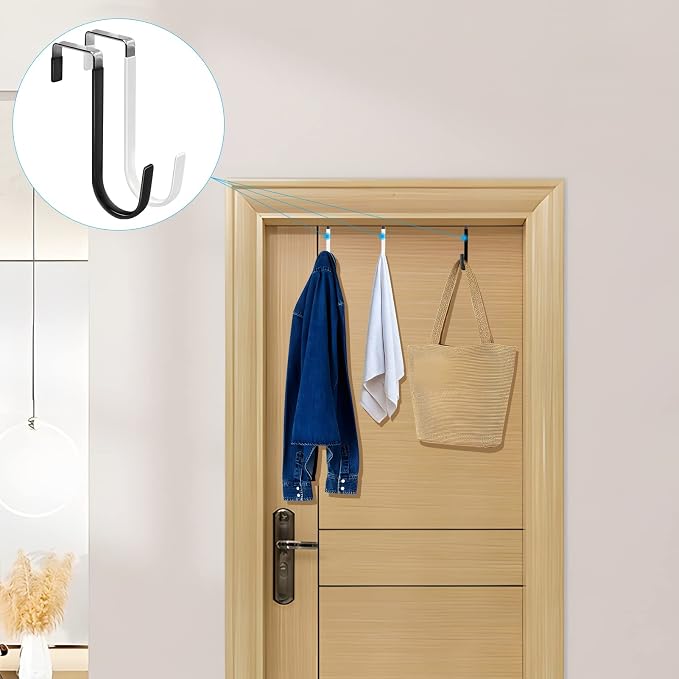 FYY Over the Door Hooks, Single-Hanger 4 Pack, Fits Doors 1 3/8" Mix | Heavy - Image 6