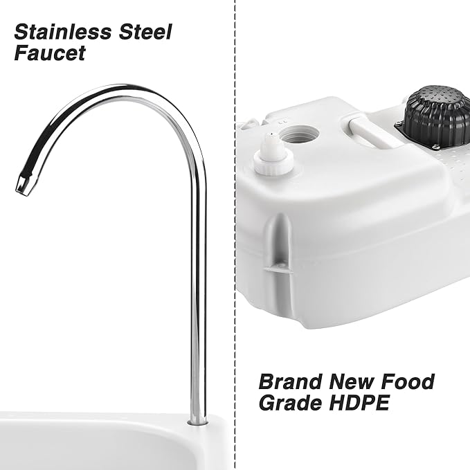Yescom 17L Portable Sink Hand Wash Station with Pump & 2Pcs 24L Water Tank, Hand Washing Station for RV Travel Outdoor Camping Food Booth