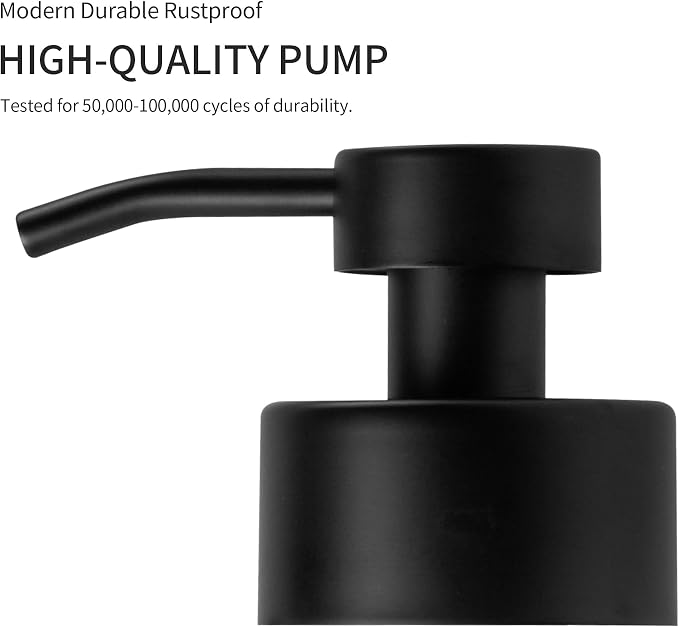 Enra Black Foaming Soap Dispenser, Thick Glass Bathroom Soap Dispenser | 12oz - Image 2