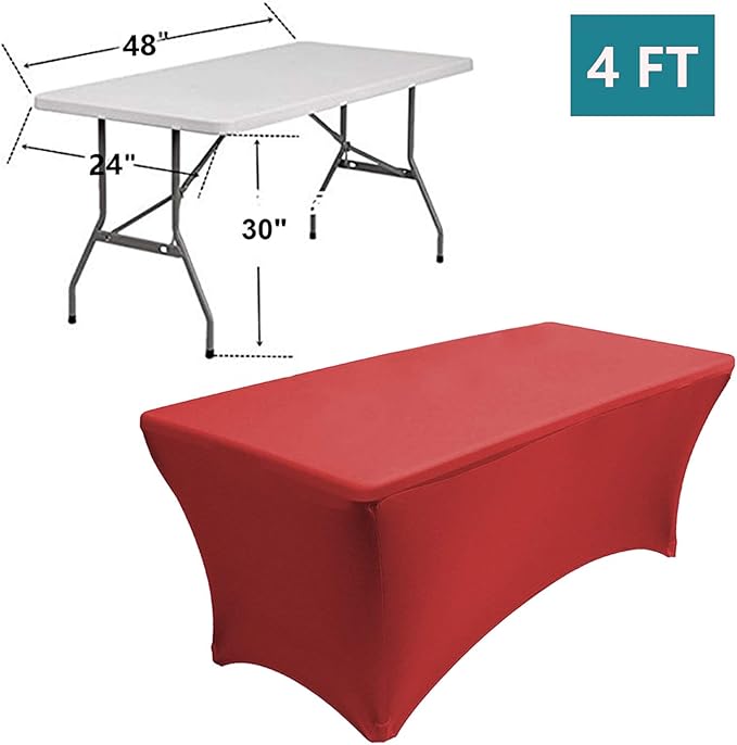 RELIANCER 1 Pack Stretch Spandex Table Covers for Rectangular Tables,4FT Elastic Fitted Tablecloth,Universal Rectangular Table Cloth Protector for Outdoor Party,Wedding,Bar,Birthday,Banquet,Events