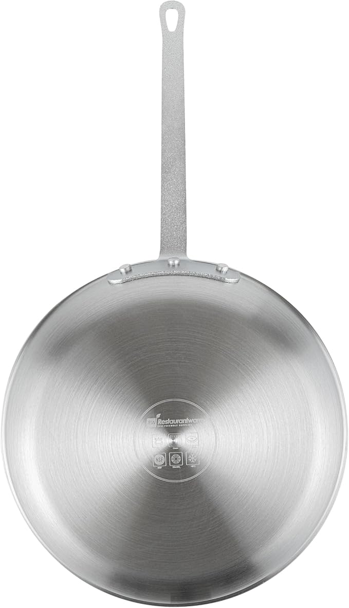 Restaurantware-Met Lux 12 Inch Fry Pan, 1 Durable Frying Pan - Satin Finish, Triple-Riveted, Silver Aluminum Cooking Skillet, For Searing, Sautéing, And Browning Food
